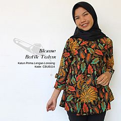 Blouse Batik Lengan Lonceng Motif Daun Talas
