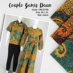 Baju Couple Batik Gamis Klok Motif Daun