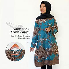 Dress Tunik Batik Katun Motif Sekar Anom Tosca