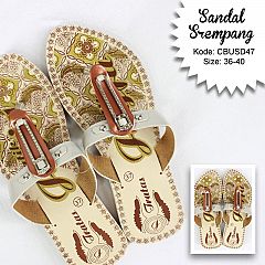Sandal Srempang Motif Bunga Duo Warna