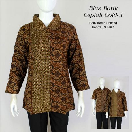 Blus Batik Printing Motif Klasik Coklat