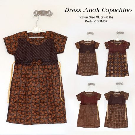 Dress Batik Anak Pita Cappucino Size XL