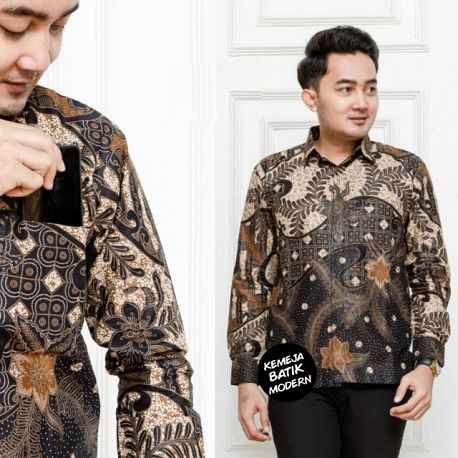 Kemeja Batik Katun Modern Saku Depan