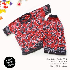 Kaos Setelan Celana Pendek Batik Anak Size 2